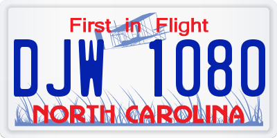 NC license plate DJW1080