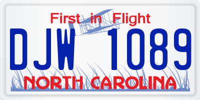 NC license plate DJW1089