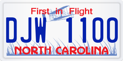 NC license plate DJW1100