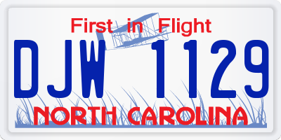 NC license plate DJW1129