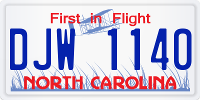 NC license plate DJW1140