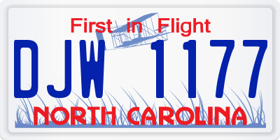 NC license plate DJW1177