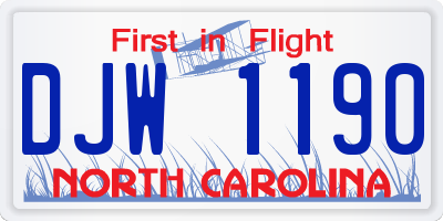NC license plate DJW1190