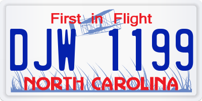 NC license plate DJW1199