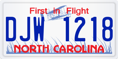 NC license plate DJW1218