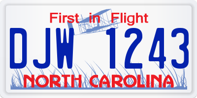 NC license plate DJW1243