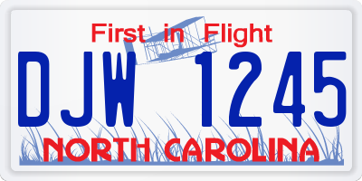 NC license plate DJW1245