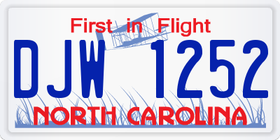 NC license plate DJW1252