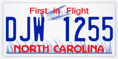 NC license plate DJW1255