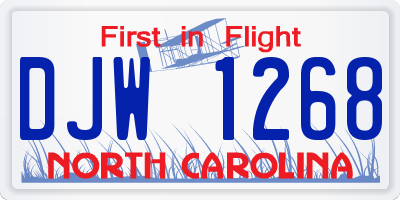 NC license plate DJW1268