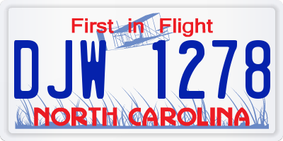 NC license plate DJW1278