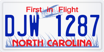 NC license plate DJW1287