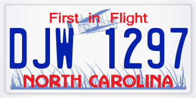 NC license plate DJW1297