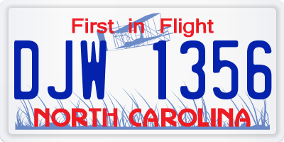 NC license plate DJW1356