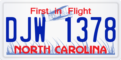 NC license plate DJW1378