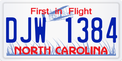 NC license plate DJW1384