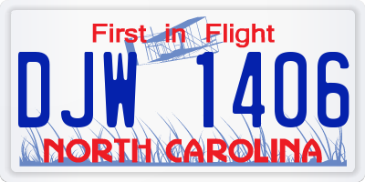 NC license plate DJW1406