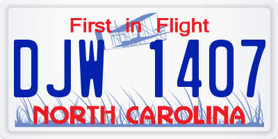 NC license plate DJW1407