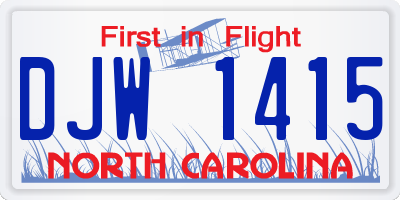 NC license plate DJW1415