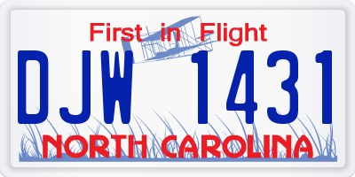 NC license plate DJW1431