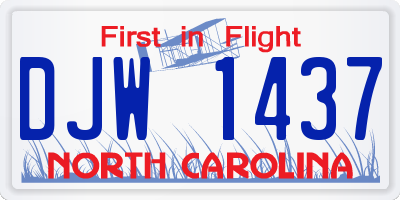 NC license plate DJW1437