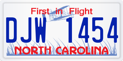 NC license plate DJW1454