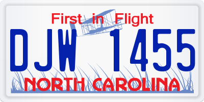 NC license plate DJW1455