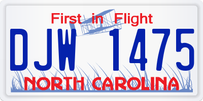 NC license plate DJW1475