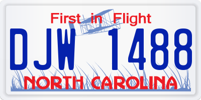 NC license plate DJW1488