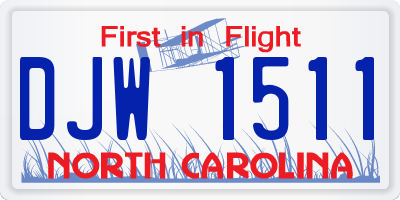 NC license plate DJW1511