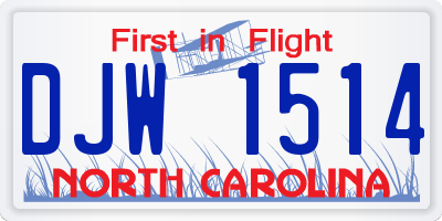 NC license plate DJW1514