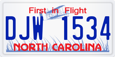 NC license plate DJW1534