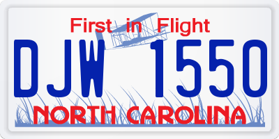 NC license plate DJW1550