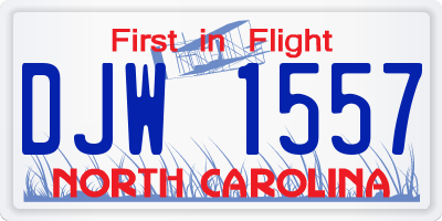 NC license plate DJW1557