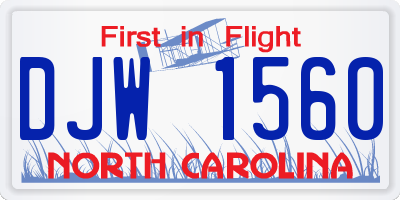 NC license plate DJW1560