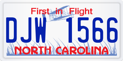 NC license plate DJW1566