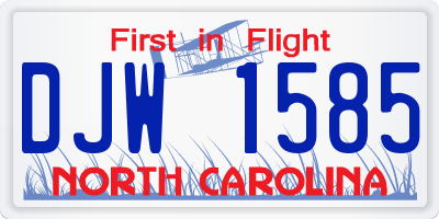 NC license plate DJW1585