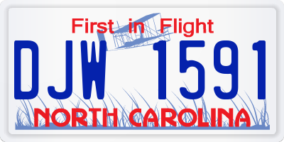 NC license plate DJW1591