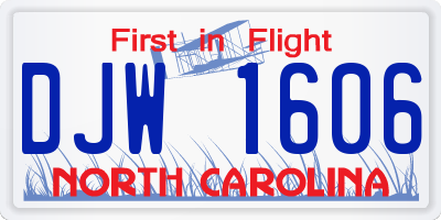 NC license plate DJW1606