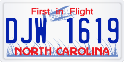 NC license plate DJW1619