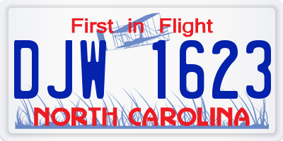NC license plate DJW1623