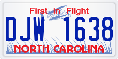 NC license plate DJW1638