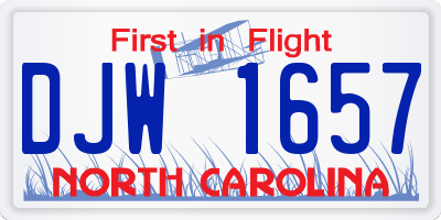 NC license plate DJW1657