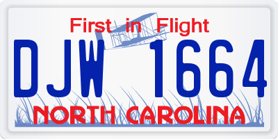NC license plate DJW1664