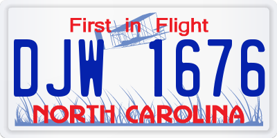 NC license plate DJW1676