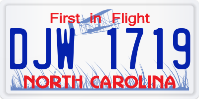 NC license plate DJW1719