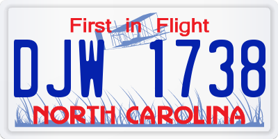 NC license plate DJW1738