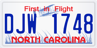 NC license plate DJW1748