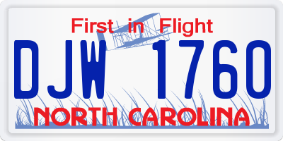 NC license plate DJW1760