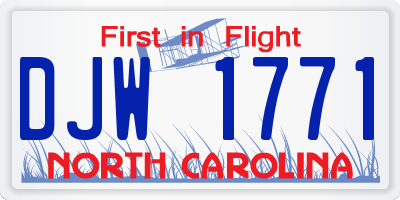 NC license plate DJW1771